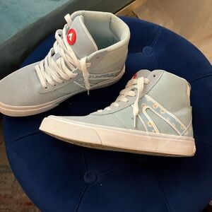 Light Blue High-Top Sneakers with White Accents